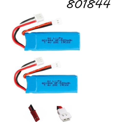 2S 7.4v 520mAh 20c lipo battery For WLtoys K969 K979 K989 K999 P929 P939 RC Car Parts 801844 7.4v Battery for XKA600 RC Airplane