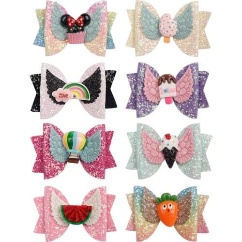 3.5inch Cute Hairgrips Glitter Hair Bows with Clip Dance Party Bow Hair Clip Girls Hair Accessories
