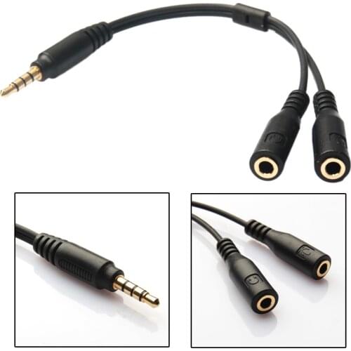 3.5mm AUX Mic Headset Splitter Adapter Cable 1 TRRS Male to 2 TRS Female Audio AUX Studio Y Converter Cord for Phone