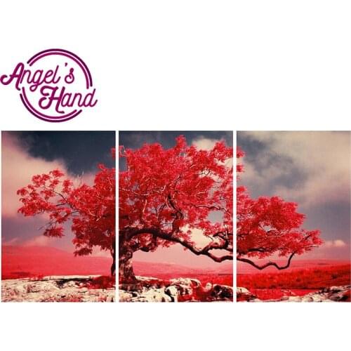 3pcs full Diamond Embroidery red trees Diy 5d Diamond Painting cross stitch 3D Diamond Mosaic Home Decoration Wall Sticker art