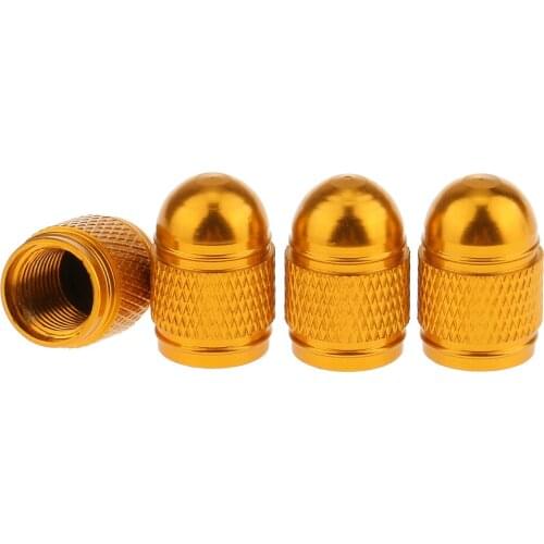 4x Car Metal Plated Universal Fit Tire Valve Stem Decorative Cap Gold