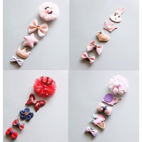 5Pcs/Set Baby Hair clip Set Baby Headband Accessories Cross Kid Hair Clip Cartoon Girl Hair Clip Baby Barrettes Hair Accessories