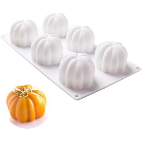 6 Cavity Halloween Silicone Pumpkin Cake Mold for Baking Moule Mousse DIY Pastry Decorating Tools Dessert Chocolate Mould