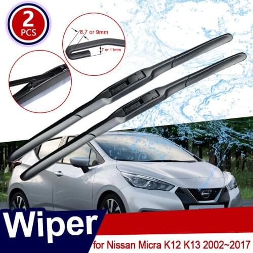 Car Wiper Blades for Nissan Micra K12 K13 2002~2017 Front Windscreen Wipers Car Accessories 2003 2004 2010 2011 2014 2015 2016