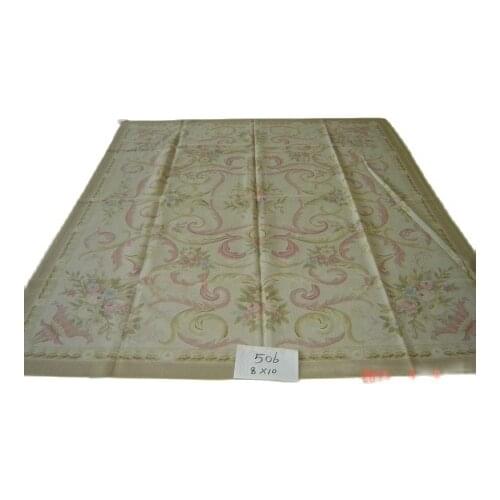 Free shipping 8'x10' Aubusson rugs handmade woolen carpets Beige and medallian aubusson rugs for home decoration bedrooom rugs