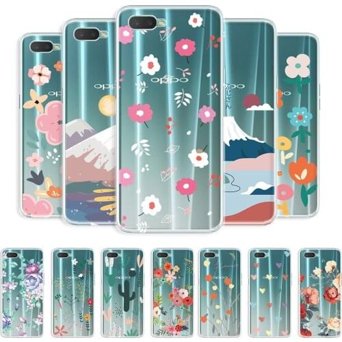 For OPPO K1 Case Clear Phone Cover For OPPO K1 k1 Soft Shockproof Shell on OPPO K1 6.4 inch Coque PBCM30 Transparent Case Flower