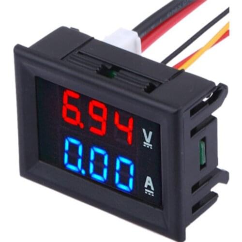 0.56" Blue + Red Dual LED Display Mini Digital Voltmeter Ammeter DC 100V 10A Panel Amp Volt Current Meter Tester With Lines Hot