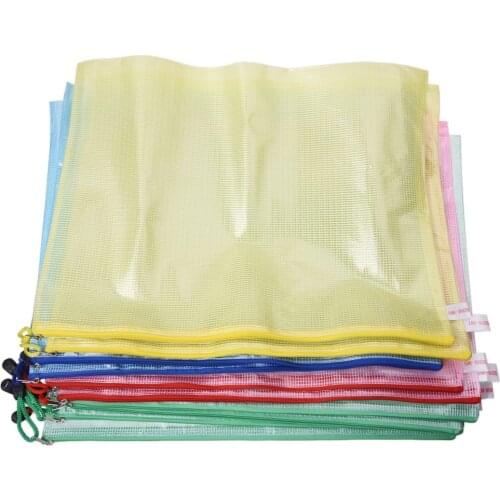 10 Pcs Netting Surface A3 Document File Holder Zipper Bag Multicolor
