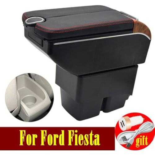 For Ford Fiesta armrest box 2009-2017 Double doors open 7USB Centre Console Storage Box Arm Rest