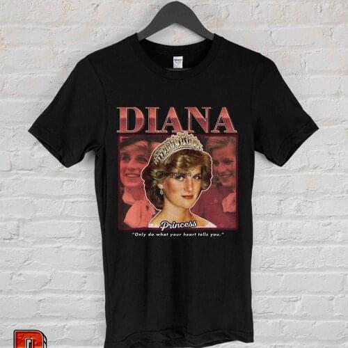 Princess Diana Shirt Diana Princess T shirt Rap Hip Hop 90s Retro Vintage Homage TributeBlack white S 2XL