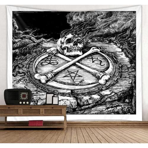 And White Black ArtTapestry Wall Hanging Witchcraft Wall Tapestry Hippie Wall Carpets Dorm Decor Psychedelic Tapestry