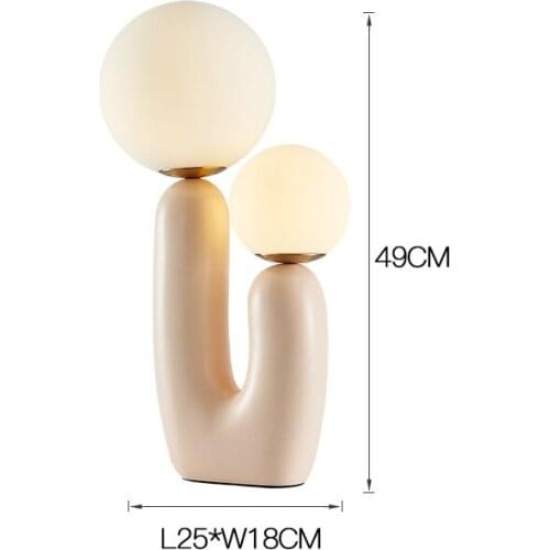 Study Kids Night Lights Office Art Simple Bedroom Bedside Postmodern Pink Resin Frosted Glass Ball Decoration LED Table Lamp