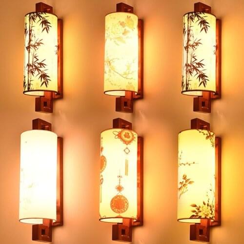 Chinese wall lamps staircases corridors antique wood bedroom bedside modern living room porch wall lamp Meilanzhuju ya73111