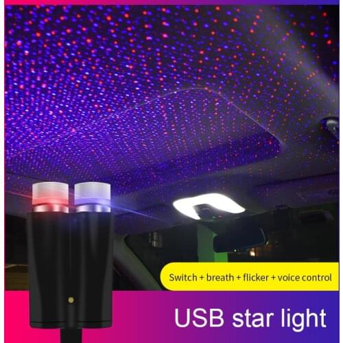 Mini Car Roof Projection Light USB Portable Star Night Light Adjustable LED Galaxy Atmosphere Light Interior Ceiling Projector