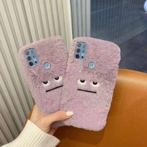 Fashion Purple Plush Case For Motolora Moto G10 G9 G8 G7 Power G 5G G5S G5 G5S G6 Cover For Moto E6 E4 E7 Plus E5 G30 P30 Play