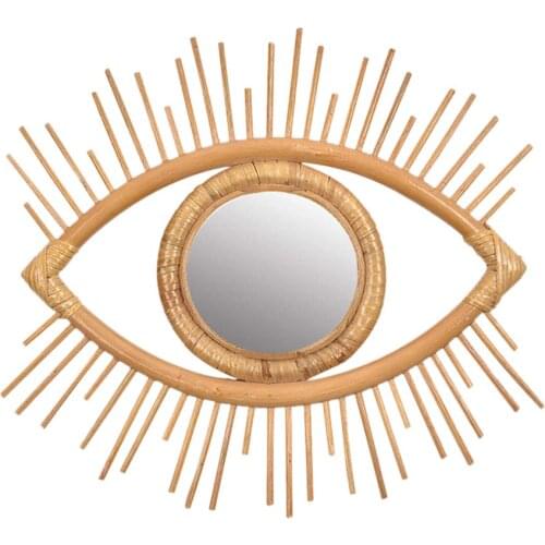 Natural Rattan Decorative Wall Mirror Beautiful Natural Wall Decoration Eye Art Decor Pendant For Apartment Living Room Bedroom