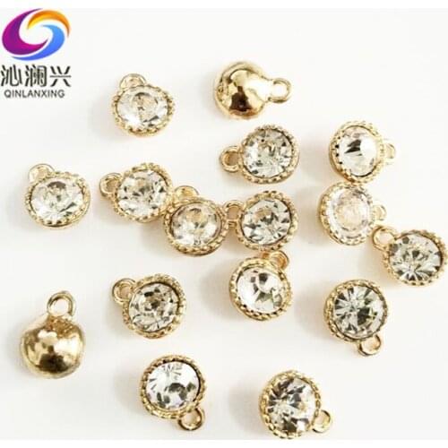 New!! 10mm 20pcs/pack Round shape Alloy + rhinestone Hanging beads,sew on stones with holes for Diy/jewelry accessories