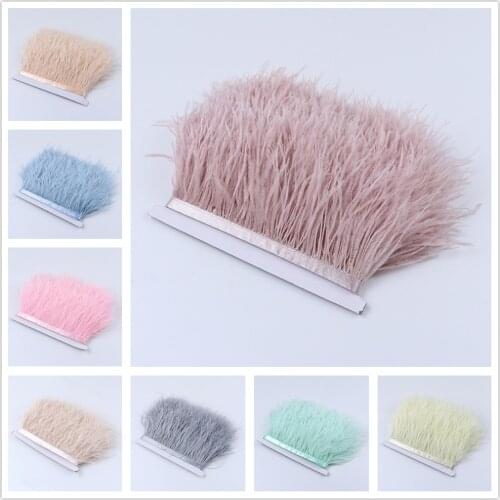 6 meter 8-10cm Natural Ostrich Feather Trim Ribbon High quality Ostrich Feather Fringe Dyed for Diy Craft Dress Sewing Accessory