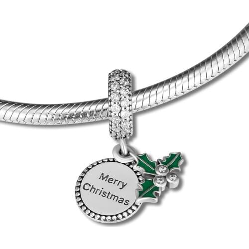 Fits Pandora Original Charms Bracelets Merry Christmas Beads 100% 925 Sterling-Silver-Jewelry DIY Making plata de ley pulseras