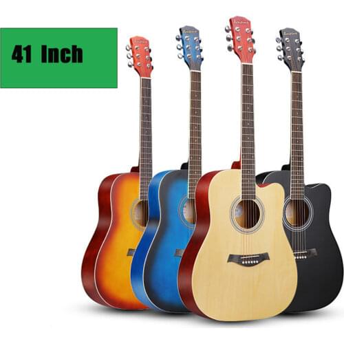 Acoustic Adults Guitar 38/41 inch Rosefinch Basswood Folk Wooden Guitar with Bag Pick Capo for Beginners AGT16