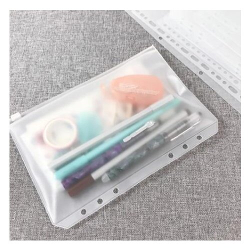 PVC Loose Leaf Pouch with Self-Styled Zipper Filing Binder Document File Standard Transparent Organizer Storage Folder