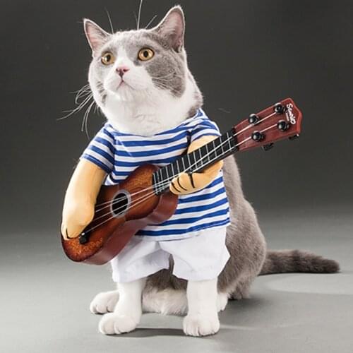 Pet Halloween Christmas Costumes Guitarist Cosplay Cute Dress Up For Small Medium Cat Dog Kawaii Pet Vest