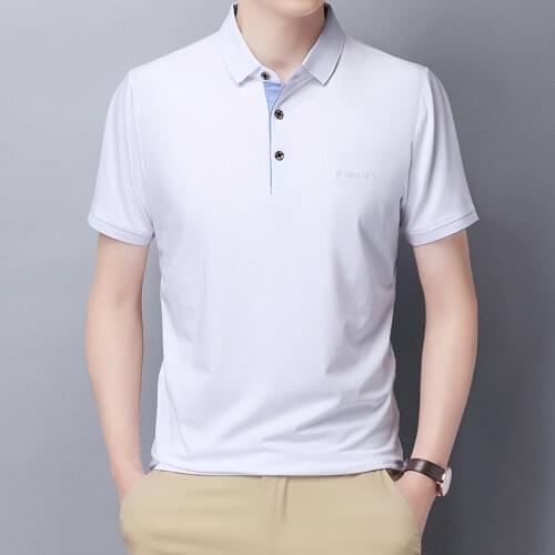 QUANBO 2021 summer new polo shirts mens solid color fashion embroidery letter logo high quality Modal cotton tops brand clothes