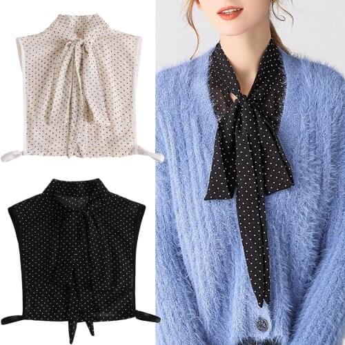 Chiffon Detachable Dickey Blouse False Collar Big Bowknot Fake Half Shirt Collar for Women Ladies