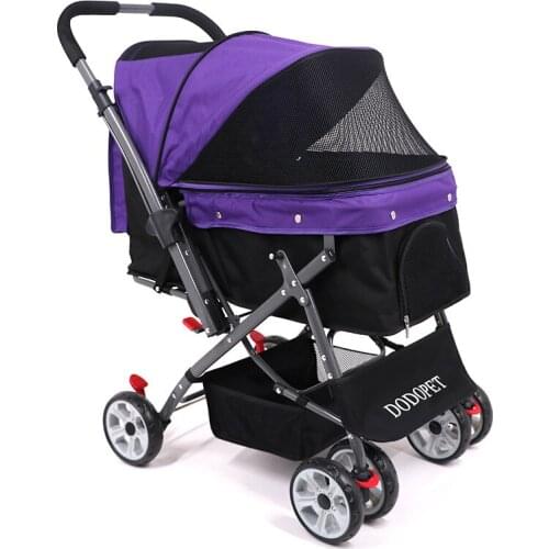 Pet Stroller Dog Out Cart Cat Travel Four Wheel Light Folding