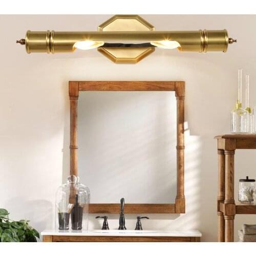 Modern copper Mirror headlight LED wall lamps dressing room Retro wall fixture 45-55cm E14 Bathroom Mirror Led fixture Arandela