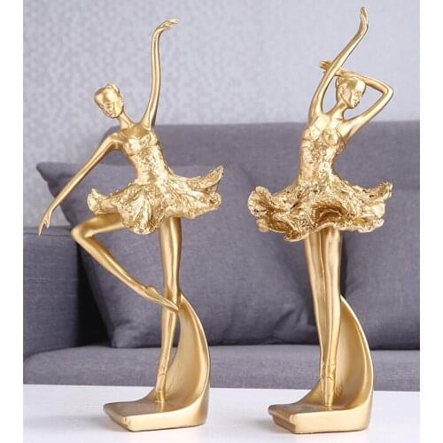 Modern Resin Dancing Girl Ornaments Crafts Livingroom TV Cabinet Desktop Figurines Decoration Wedding Gifts Ornaments Artwork
