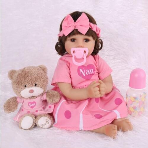 18" Handmade cloth body doll reborn real newborn baby reborn menina soft children bebe gift bonecas