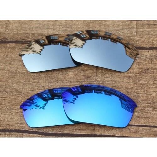 Vonxyz 2 Pairs Ice Mirror & Chrome Mirror Polycarbonate Replacement Lenses for-Oakley Flak Jacket Frame