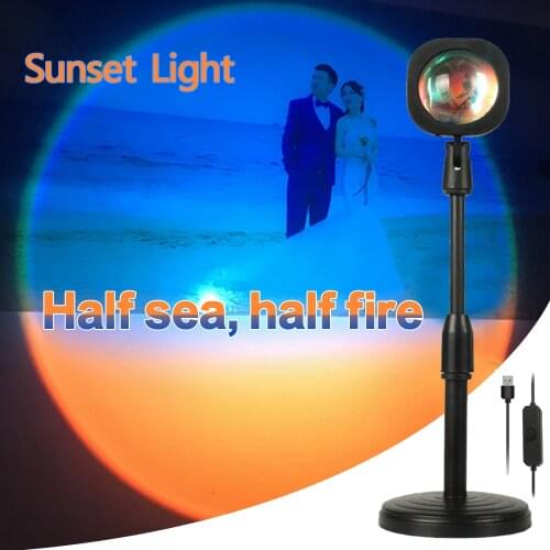 USB Sunset Lamp Retractable Projection Lamp Rainbow Atmosphere Desk Night Light Bedroom Photo Background Wall Lighting