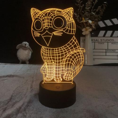 Color Changing Unique Present Decor 3D Night Light Lucky Gift Fortune Cat Unique Decorative Birthday Holiday for Kids Desk Child