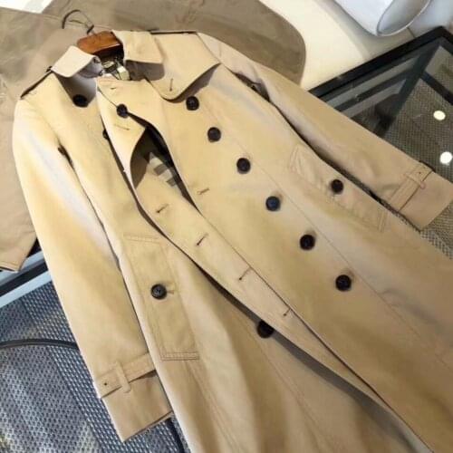 2021 spring and autumn classic long windbreaker womens double breasted slim star same cotton waterproof jacket