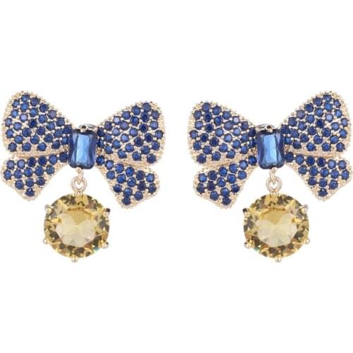 French Fashion Temperament Crystal Bowknot Stud Earrings for Women 2021 New Trend Rosette Earring Jewelry 925 Silver Pin