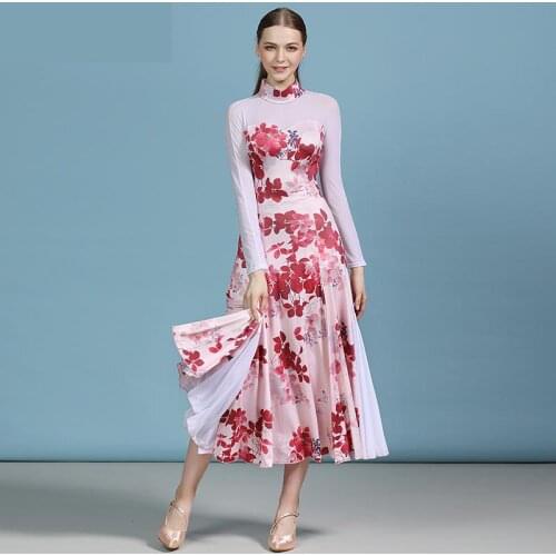 2020new Ballroom Dance Fashion Printing Competition Dress Dance Ballroom Waltz Dresses Standard Dance Dress Women Ballroom Dress