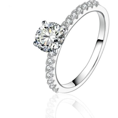 0.5 Carats White CZ Real925 Sterling Seliver Engagement Wedding Ring For Womans Gift