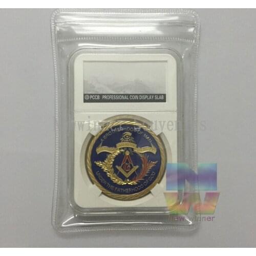 Gold Coin Brotherhood Freemasons masonic all-seeing eye Coins Golden Design Mason Token Collection with PCCB Case