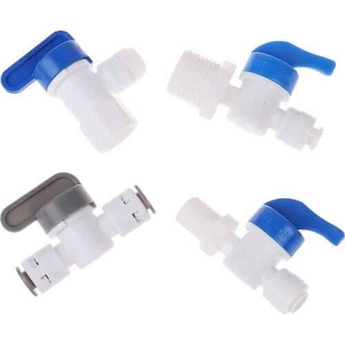 1/4" 1/2" Inline Tube Tap Shut Off Ball Valve Quick Fitting Connection Aquarium RO Water Filter Reverse Osmosis System NEW