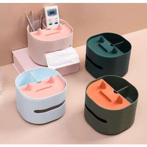 1pc Desktop Tissue Box Multifunctional Napkin Holder Remote Control Storage Box Debris Sorting Box Home Desktop Organizer