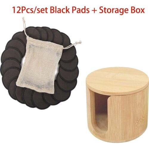 12Pcs/set Reusable Bamboo Cotton Pads Washable Makeup Remover Pad Soft Face Skin Cleaner Facial Cleaning Pads With Storage Box