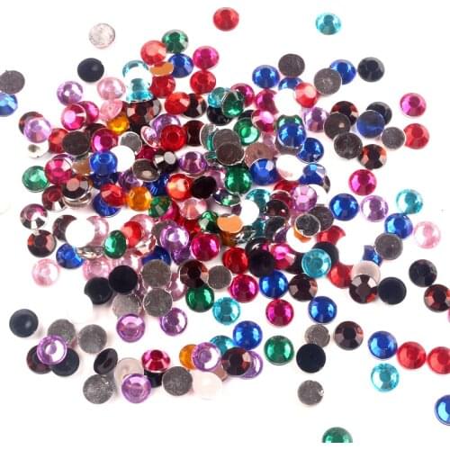 500Pcs Mixed 8mm Shiny Round Acrylic Decoration Craft Flatback Cabochon Embellishments For Scrapbooking Cute Diy Accessories