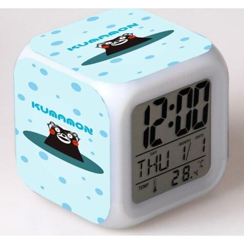 Anime Kumamon Cartoon LED 7 Color Flash Digital Alarm Clocks Night Light Bedroom Desk Clock despertador Alarm-Clock