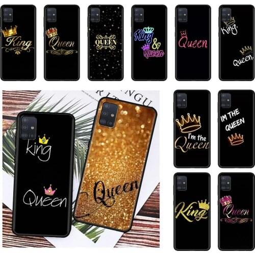 Golden King Queen Case For Samsung Galaxy A51 A71 A21s A31 A12 A41 A11 A72 A52 A32 5G A01 A91 A21 Black Shell Phone Covers