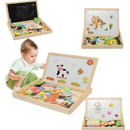 Drawing Writing Board Magnetic Puzzle Double Easel Kids Wooden Toys Sketchpad Gifts Children Intelligence Education Development