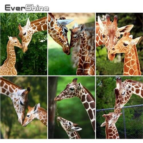 EverShine Diamond Embroidery Spring Giraffe Full Square Diamond Painting Animal Rhinestones Mosaic Cross Stitch Handmade Hobby