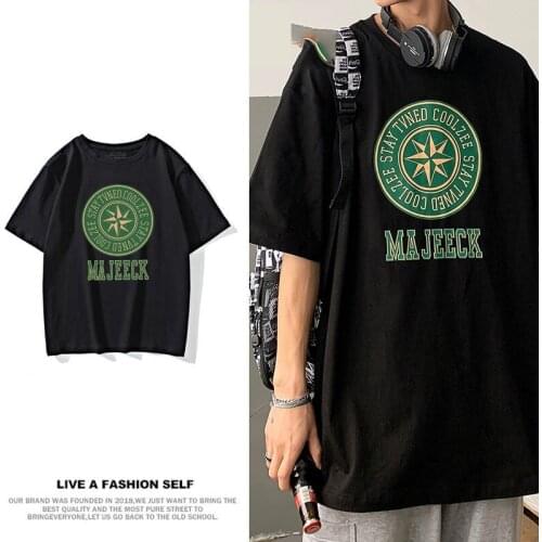 100% cotton summer short sleeve T-shirt Mens Hong Kong wind summer ins loose Hong Kong wind casual couple T-shirt