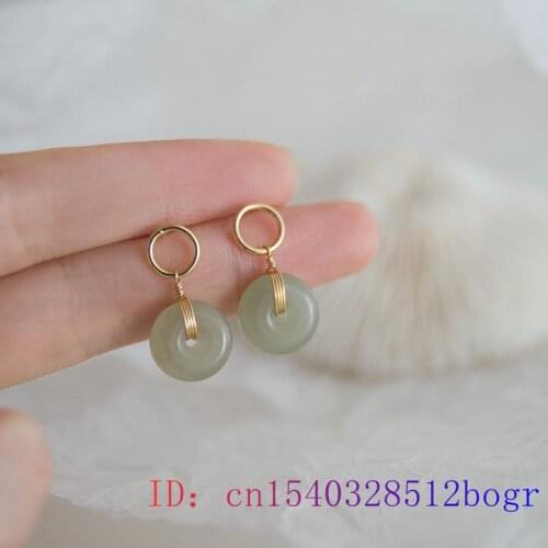 Hetian Jade Doughnut Earring Fashion Gifts Amulet Chalcedony Natural Ear Studs 925 Silver Jewelry for Women